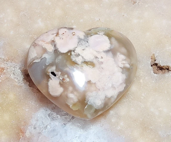 Druzy Flower Agate Crystal Heart