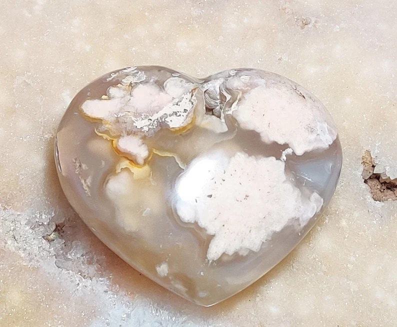 Druzy Flower Agate Crystal Heart