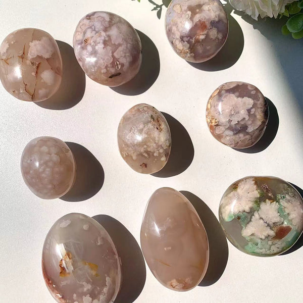 Flower Agate Palm Stone