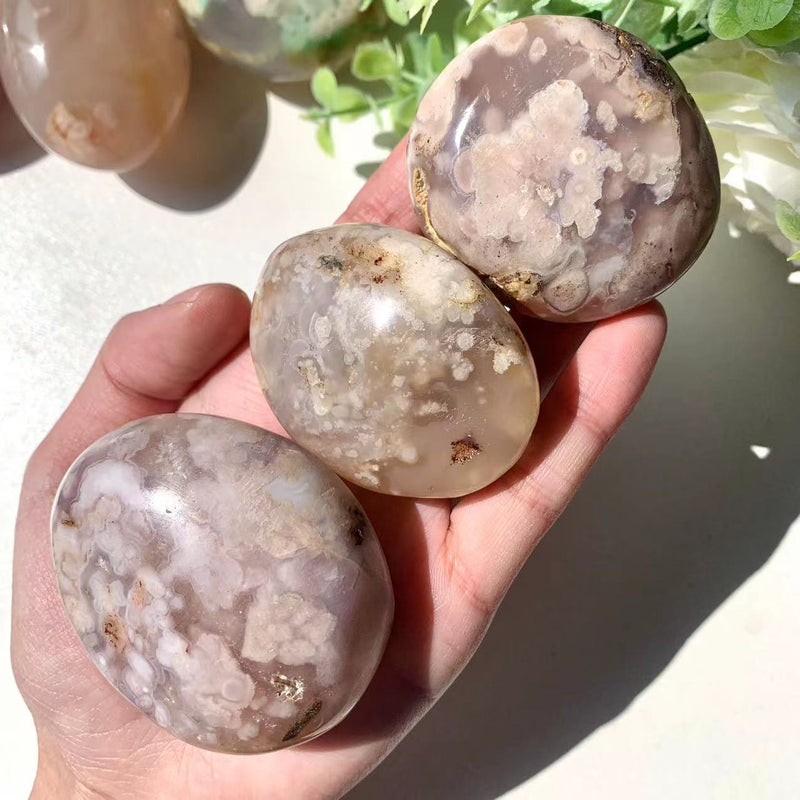 Flower Agate Palm Stone