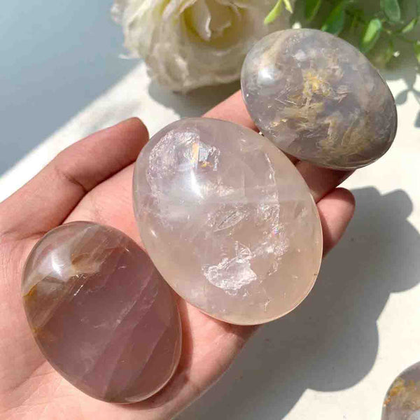 Blue Rose Quartz Palm Stone (imperfect)