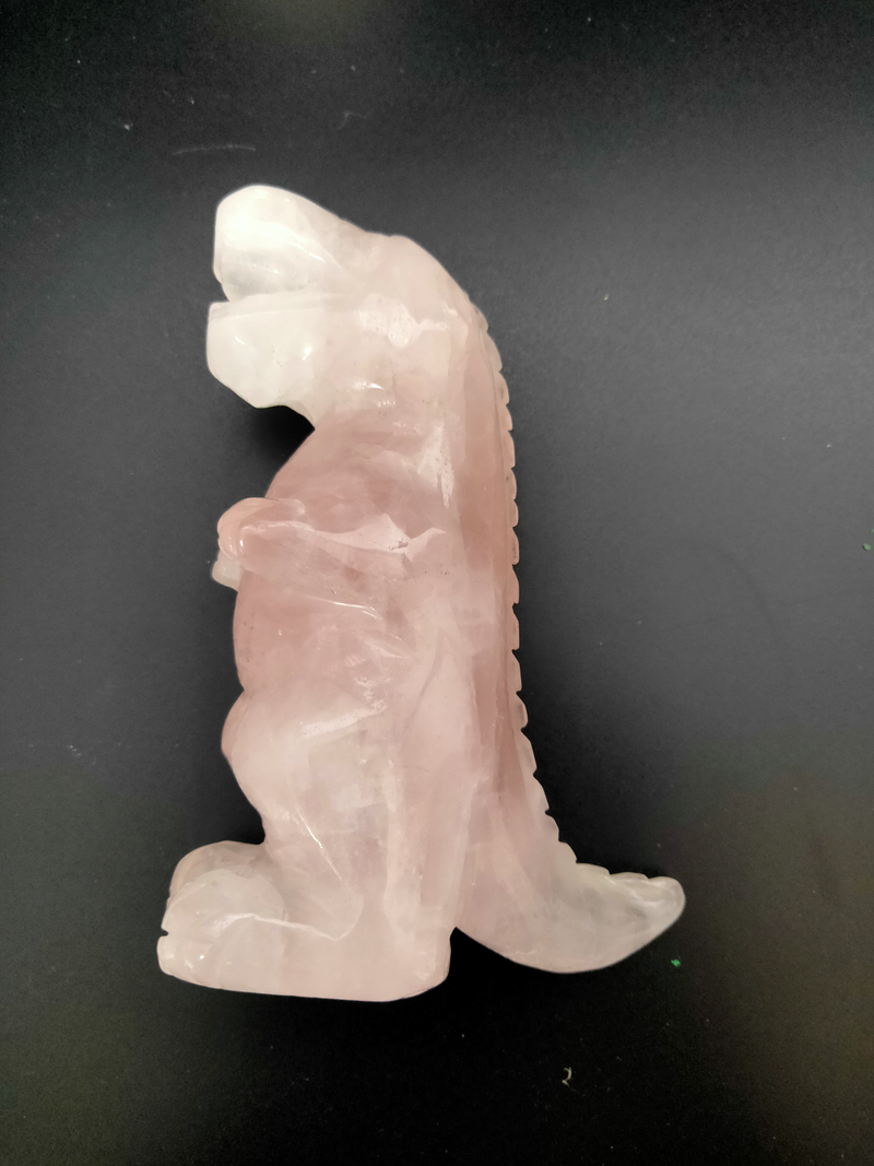 Nature Rose Quarz Dinosaur Carving