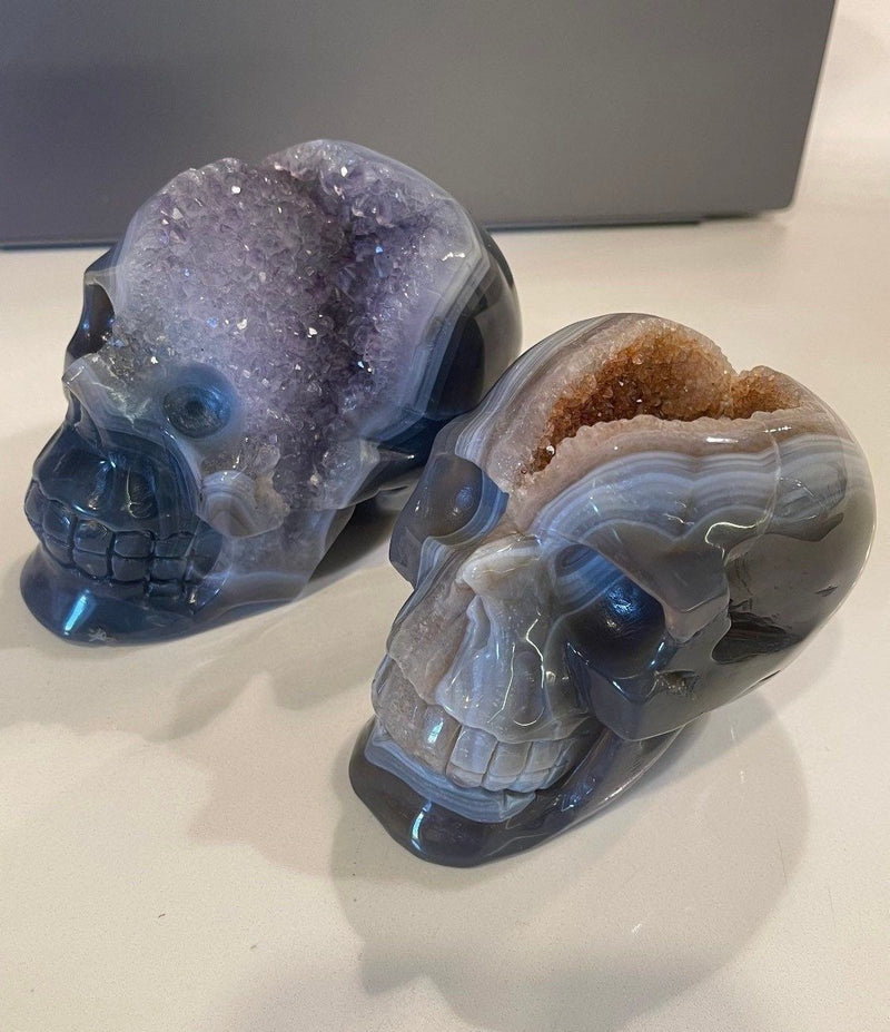 Amethyst Cluster Skull