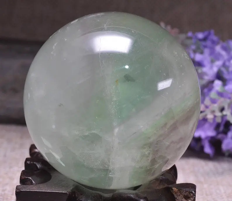 Clear Light blue fluorite sphere